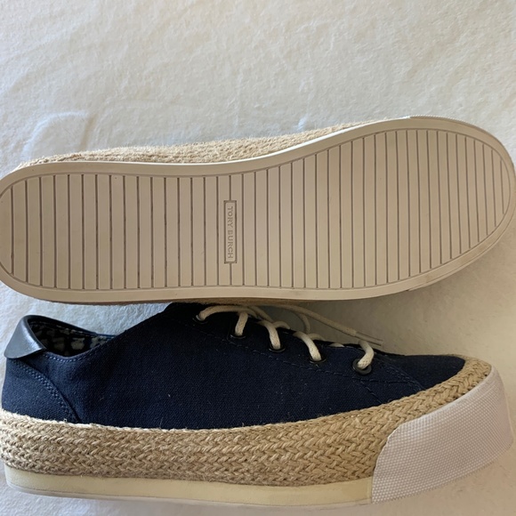 Tory Burch Canvas Platform Lace Up Espadrille Sz 9 - Picture 9 of 12